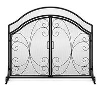 WDWDW Parascintille in Acciaio Resistente, Modello Classico Grande, con Ante, Telaio in Ferro battuto con Metallo, 84 cm x 100 cm di Larghezza.