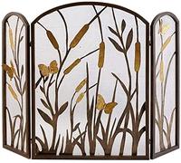 WDWDW Parascintille per Camino, Protezione antincendio Decorativa a 3 Pannelli con Copertura in Rete, parascintille per Soggiorno in Legno