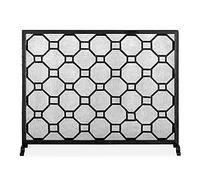 WDWDW Schermi per Camino Moderni di Grandi Dimensioni per Fuoco Aperto, Protezione per Pannello Singolo Esterno con Copertura in Rete dal Design Geometrico