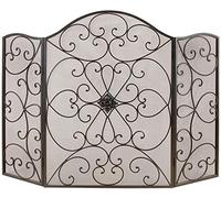 WDWDW Schermo Decorativo per Camino a 3 Pannelli, parascintille, in Rete Nera, per la Protezione di Bambini e Neonati, Motivo Decorativo a Pergamena, Matrimonio