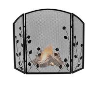 WDWDW Schermo di Protezione antincendio a Tre Pieghe in Rete Metallica, Porta Solida in Ferro battuto - Camini del Soggiorno