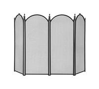 WDWDW Schermo per Camino Grande Nero a 4 Pannelli in Ferro Metallico Decorativo in Rete di Acciaio Massiccio, Accessori per Attrezzi da Esterno, 47,2 Pollici x 31,5 Pollici, Matrimonio