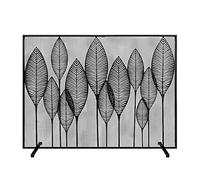 WDWDW Schermo per Camino in Rete di Ferro Nero con Decorazione a Foglia Cava in Ferro battuto Singolo