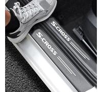 WDXIA 4 Pezzi Battitacco Adesivi Soglie Porte per Suzuki S-Cross 2014-2024, Battitacco per Auto Pellicola del Protezione Davanzale Portiera Carbonio