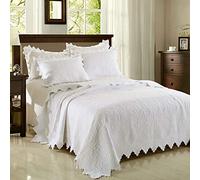 WDXN Copriletto trapuntato di lusso, copriletto stampato in cima a 2 persone, 240 x 260 cm, 3 pezzi, con 2 federe