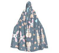 WDXQHY Cartoon carino coniglietto Halloween con cappuccio mantello stampa completa poliestere costume mantello per cosplay feste in maschera fumetti contro leggero confortevole tessuto senza prurito