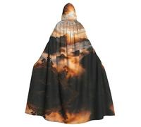 WDXQHY Sea of Clouds Mantello con cappuccio di Halloween Stampa completa Poliestere Costume Mantello per Cosplay feste in maschera Comic Contro Leggero Confortevole Tessuto No-prurito con chiusura