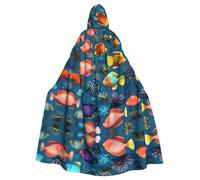 WDXQHY Sottomarino Reef Fish Halloween Mantello con cappuccio Stampa completa Poliestere Costume Capo per Cosplay Feste Mascherate Comic Contro Leggero Confortevole Tessuto No-prurito con Chiusura