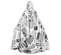 WDXQHY Vecchio giornale adulto mantello di Halloween con cappuccio comodo elastico partito mantello perfetto per costumi cosplay feste di Halloween mantello con cappuccio