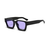 WDZAYXC Occhiali da sole rettangolari vintage per donne e uomini occhiali da sole rettangolari spessi occhiali retrò protezione UV400, nero/viola.