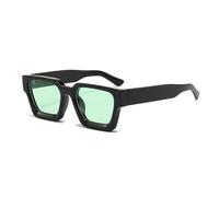 WDZAYXC Occhiali da sole rettangolari vintage per uomo donna Chunky rettangle sunglasses retrò occhiali UV400 protezione, nero/verde