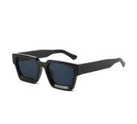 WDZAYXC Occhiali da sole rettangolari vintage per uomo donna Chunky rettangle sunglasses retrò occhiali UV400 protezione, Nero