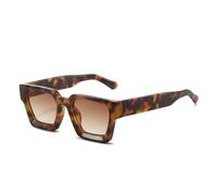 WDZAYXC Occhiali da sole rettangolari vintage per uomo donna Chunky rettangle sunglasses retrò occhiali UV400 protezione, leopardo