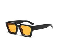 WDZAYXC - Occhiali da sole vintage rettangolari da donna e uomo, occhiali da sole chunky rettangolari in stile retrò, protezione UV400, nero/arancione, Oversized