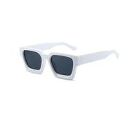 WDZAYXC - Occhiali da sole vintage rettangolari per donna e uomo, occhiali retrò rettangolari chunky, protezione UV400, bianco / nero
