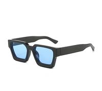 WDZAYXC - Occhiali da sole vintage rettangolari per donna e uomo, stile chunky, occhiali da sole rettangolari retrò, protezione UV400, nero/blu, L