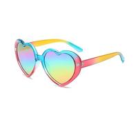 WDZAYXC Polarizzati Oversize Cuore Retro Occhiali Da Sole Simpatici Occhiali,Protezione UV400, Rosso Blu/Arcobaleno