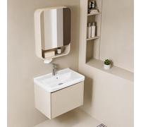 WDZDS Set Mobile Bagno sospeso con lavabo in Ceramica, mobiletto con Specchio Smart, Illuminazione LED e antiappannamento, arredo Bagno Moderno e salvaspazio