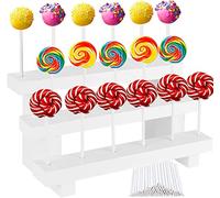 WDZGX Porta Lecca Lecca Supporto Per Lecca-Lecca Legno 3 Livelli Lollipop Holder Stand 17 Fori Con 50 Bastoncini per Pops per Matrimoni Baby Doccia Festa di Compleanno Caramelle Decorazione