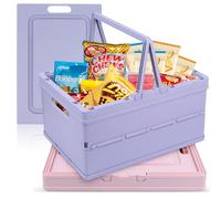 WDZGX Scatola Pieghevole Robusta ida Cassetta in Plastica 34 x 24,4 x 18,5 cm 2 Pezzi Con Manici per Riporre Cucina Camera da Letto Ufficio Crate Scrivania Mensola Cassetto