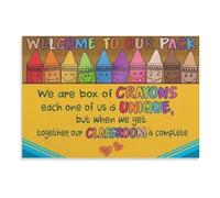 We Are A Box Of Crayons Poster Each One Unique Inspirational Classroom Sign Diversity Inclusion Wall Art for Teacher Bulletin Board(Framed,16x24inch(40x60cm))