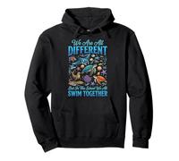 We Are all Different But in This School We all Swim Together Felpa con Cappuccio