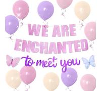 We Are Enchanted to Meet You Banner Palloncini Farfalla Ghirlanda per Enchanted to Meet You A tema Baby Shower Sesso Rivelare Decorazioni Per Feste Forniture