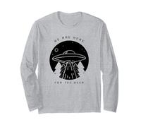 We Are Here For The Beer - Divertente Citazione & Alien UFO Graphic Maglia a Manica