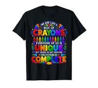 We Are Like A Box of Crayons Teacher Back To School Maglietta