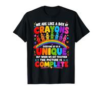 We Are Like A Box of Crayons Teacher Back To School Maglietta