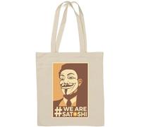 We are Satoshi Nakamoto Bitcoin Anonymous Guy Borsa Tote in Cotone Naturale Bianco