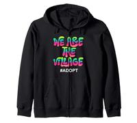 We Are The Village #Adopt Colorato Statement Design Felpa con Cappuccio