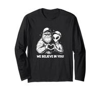 We Believe in You Alien Bigfoot Funny Heart Hands Maglia a Manica