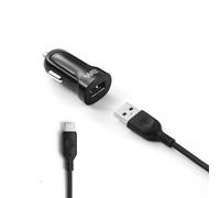 WE Bundle caricabatterie da auto per accendisigari con cavo USB / USBC - caricatore da 2,4A e cavo da 1,20 m nero - cavo staccabile e intrecciato per Samsung S10/S9/S8/S7 Huawei, Honor e altro ancora 
