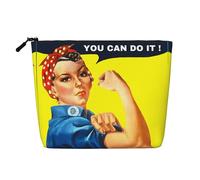 We Can Do It - Borsa cosmetica a strato singolo, in finto lino, grande capacità, ideale per viaggi e viaggi d'affari