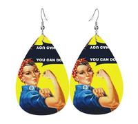 We Can Do It - Orecchini da donna in pelle con pendente a goccia, accessori alla moda per uso quotidiano e feste, Misura unica, Pelle