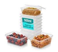 We Can Source It Ltd - 50 contenitori per alimenti in plastica da 500 ml, adatti per microonde e freezer, con coperchio, senza BPA, riutilizzabili, per la preparazione dei pasti da asporto