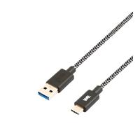 WE Cavo intrecciato da USB-C a USB da 2 m per Samsung S8/S9/S10, MacBook Pro, Google Pixel/Chromebook, Huawei P20/P30 Xiaomi - Nero e Bianco - Nouvo