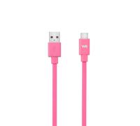 WE Cavo piatto da USB-C a USB da 1 m per Samsung S8/S9/S10, MacBook Pro, Google Pixel/Chromebook, Huawei P20/P30 Xiaomi - Fuschia - Nouvo
