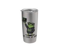 We Code At Dawn Frog Funny Frog Meme Sviluppatore di programmazione Bicchiere termico in acciaio inox doppia parete