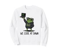 We Code At Dawn Frog Funny Frog Meme Sviluppatore di Programmazione Felpa
