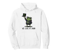 We Code At Dawn Frog Funny Frog Meme Sviluppatore di Programmazione Felpa con Cappuccio