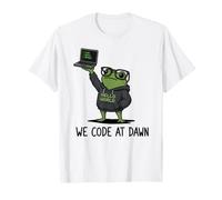 We Code At Dawn Frog Funny Frog Meme Sviluppatore di Programmazione Maglietta