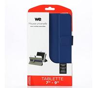 WE Custodia universale per tablet 7-9, morbida al tatto, sistema di ganci estensibili, linguetta magnetica, colore blu notte