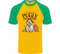 We Desiderio Ti Un Pugly Natale Divertente Carlino Uomo S/S Baseball T-Shirt