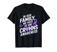 We Fight As One Heartbeat Nastro Viola Crohns Awareness Maglietta