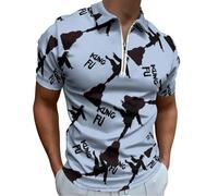 We Got Good Kung Fu - Polo da uomo con colletto a quarto e zip, a maniche corte, vestibilità aderente, Stile:, S