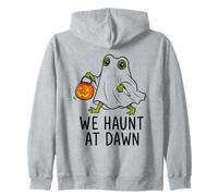 We Haunt At Dawn Frog Ghost Halloween Spettrale Amphibian Lover Felpa con Cappuccio