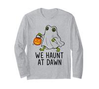 We Haunt At Dawn Frog Ghost Halloween Spettrale Amphibian Lover Maglia a Manica