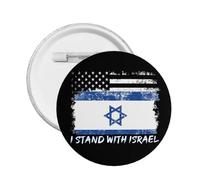 We I Stand With Israel Button Pins Spilla della bandiera americana di Israele Pregate per Israele Forte supporto per i pulsanti Distintivo rotondo di Israele per il cappello della borsa dei vestiti